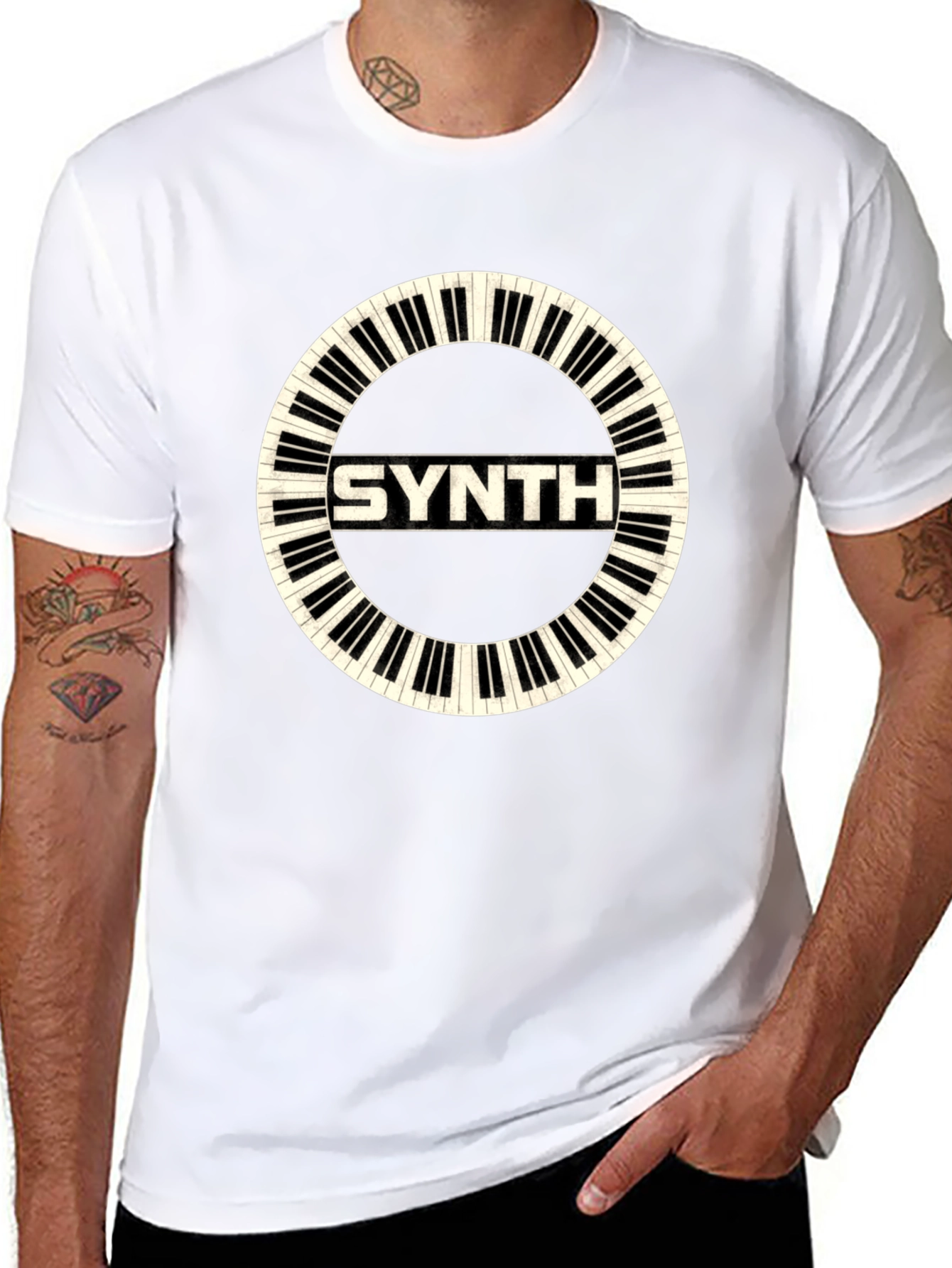 Synth Keyboard Circle T-Shirt - Musical Style