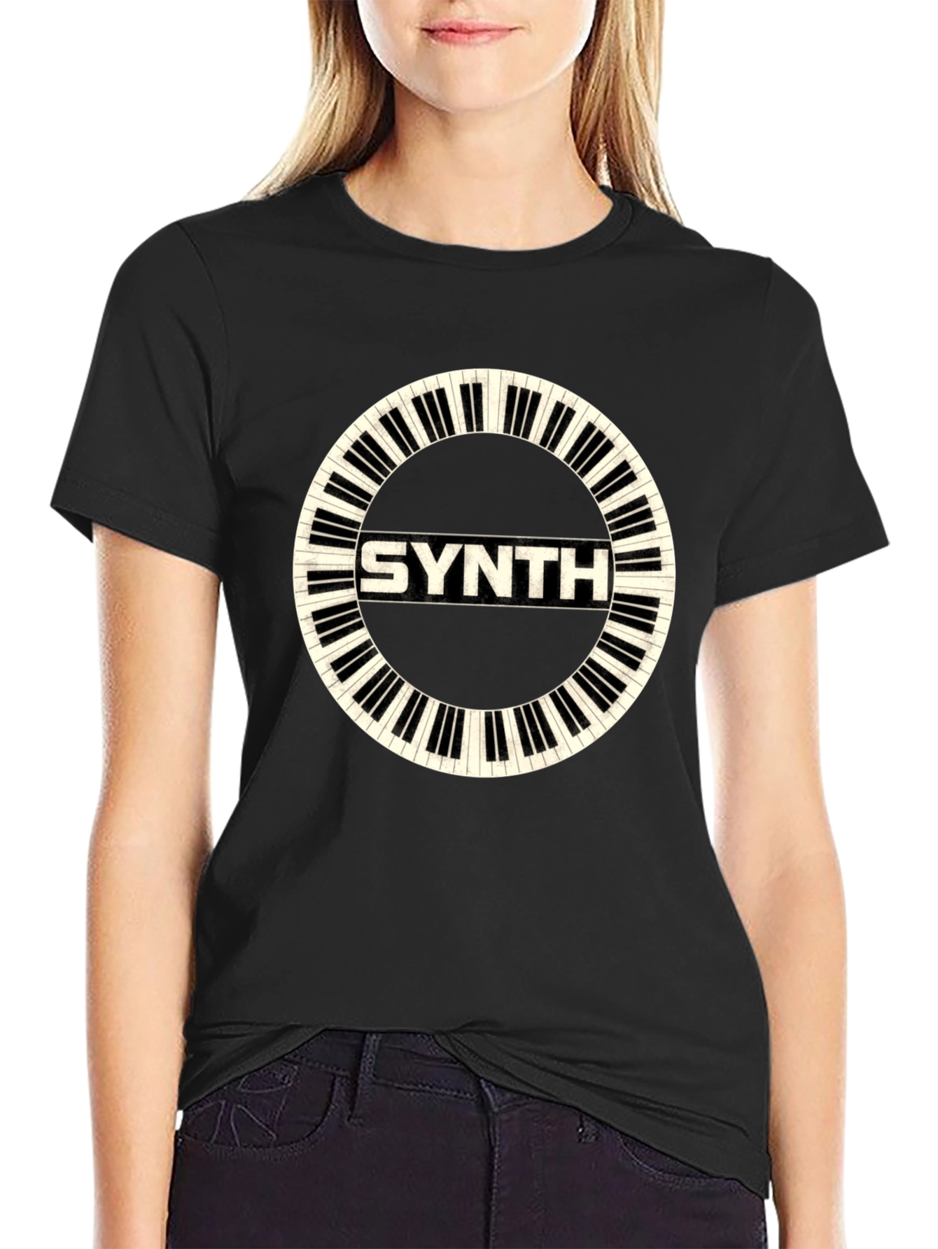 Synth Keyboard Circle T-Shirt - Musical Style
