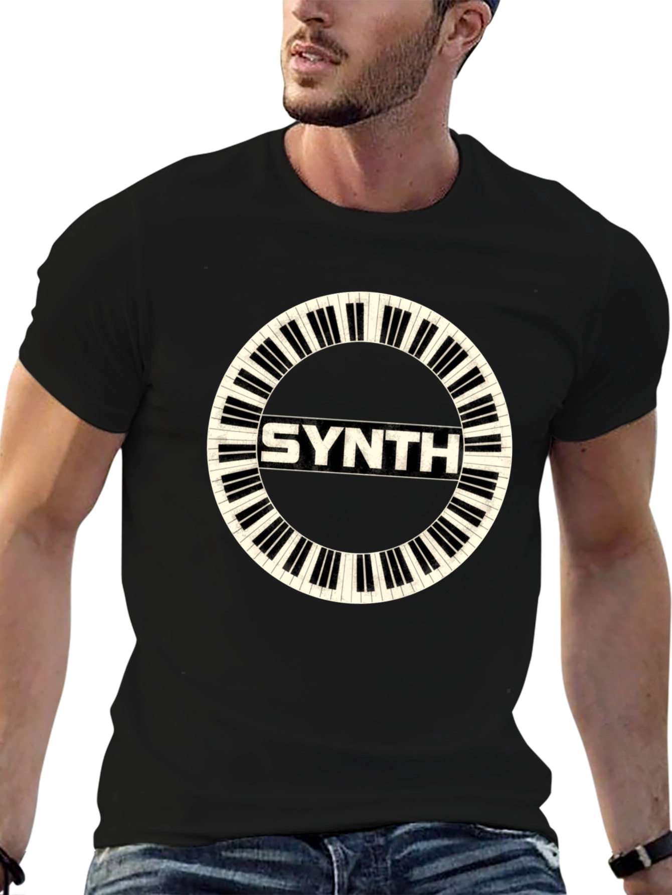 Synth Keyboard Circle T-Shirt - Musical Style