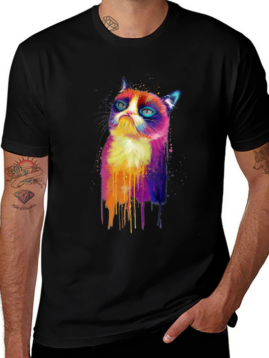 Grumpy Cat Watercolor T-Shirt - Unisex Black Tee