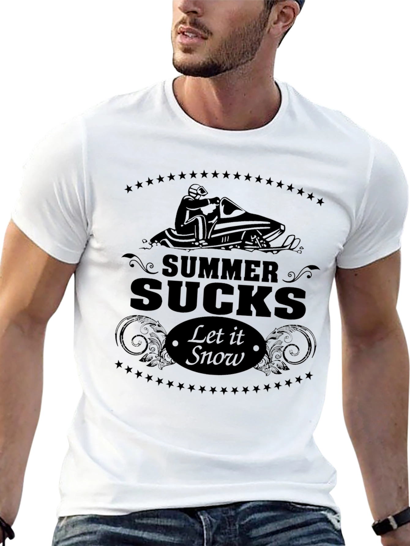 Summer Sucks Let it Snow Black T-Shirt