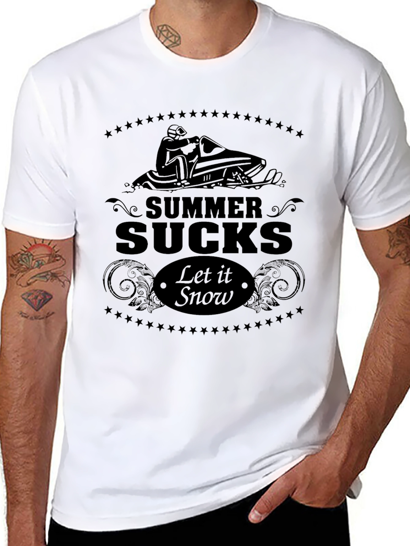 Summer Sucks Let it Snow Black T-Shirt