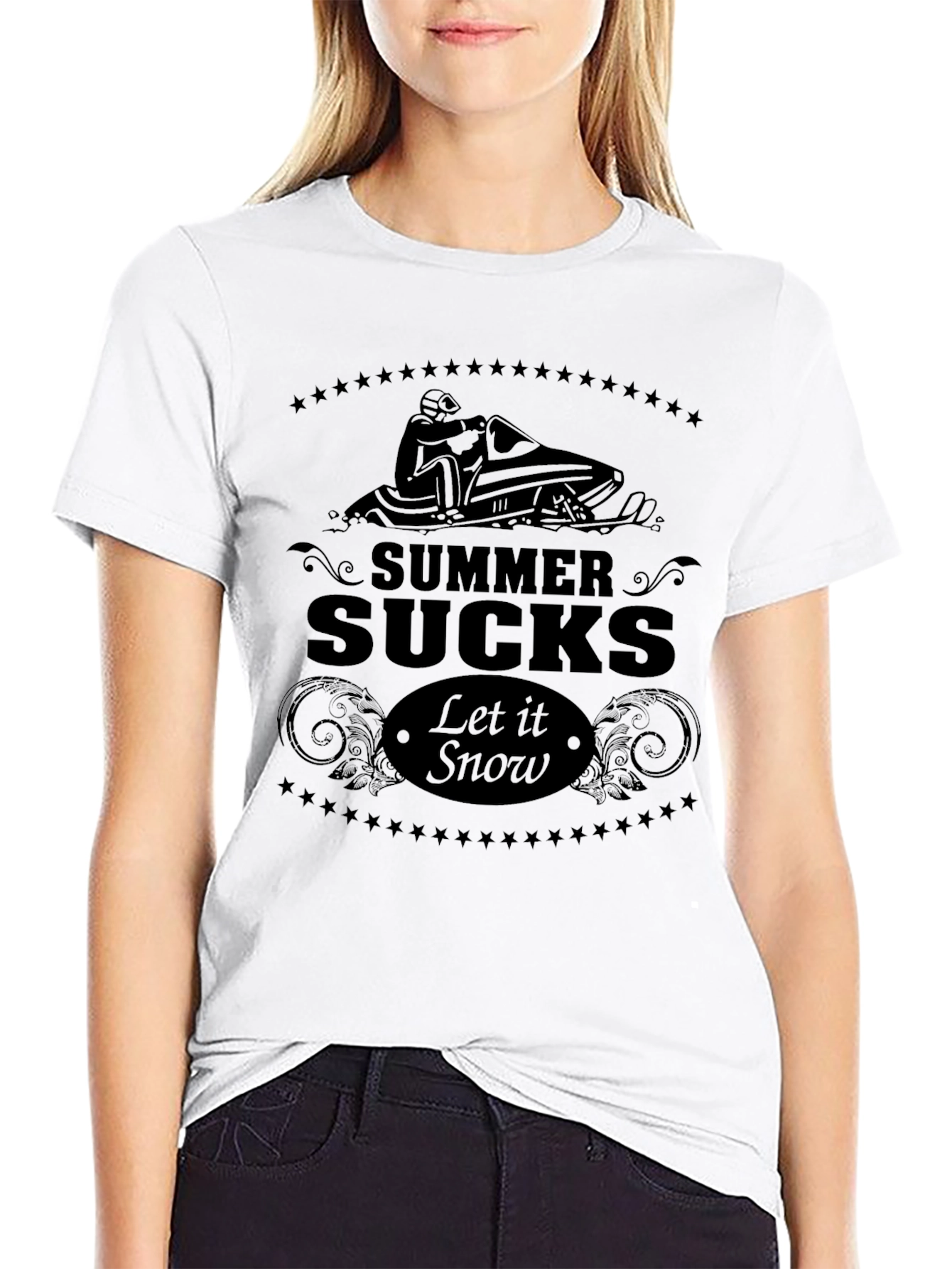 Summer Sucks Let it Snow Black T-Shirt