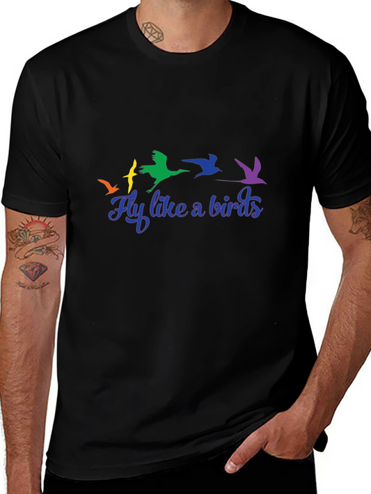 Fly Like A Bird Graphic Tee - Black Cotton Blend