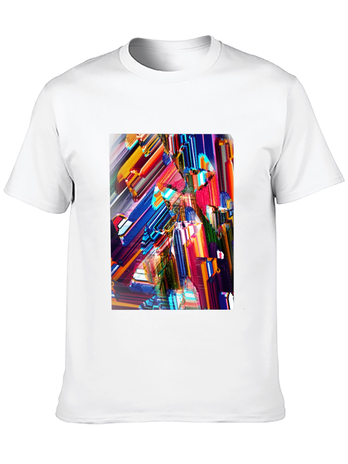 Abstract Geometric Print Black Crew Neck T-Shirt