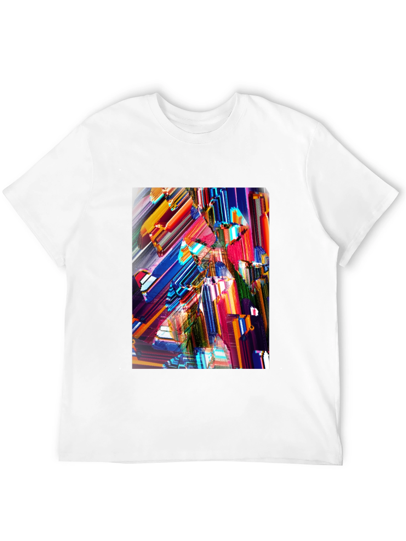 Abstract Geometric Print Black Crew Neck T-Shirt