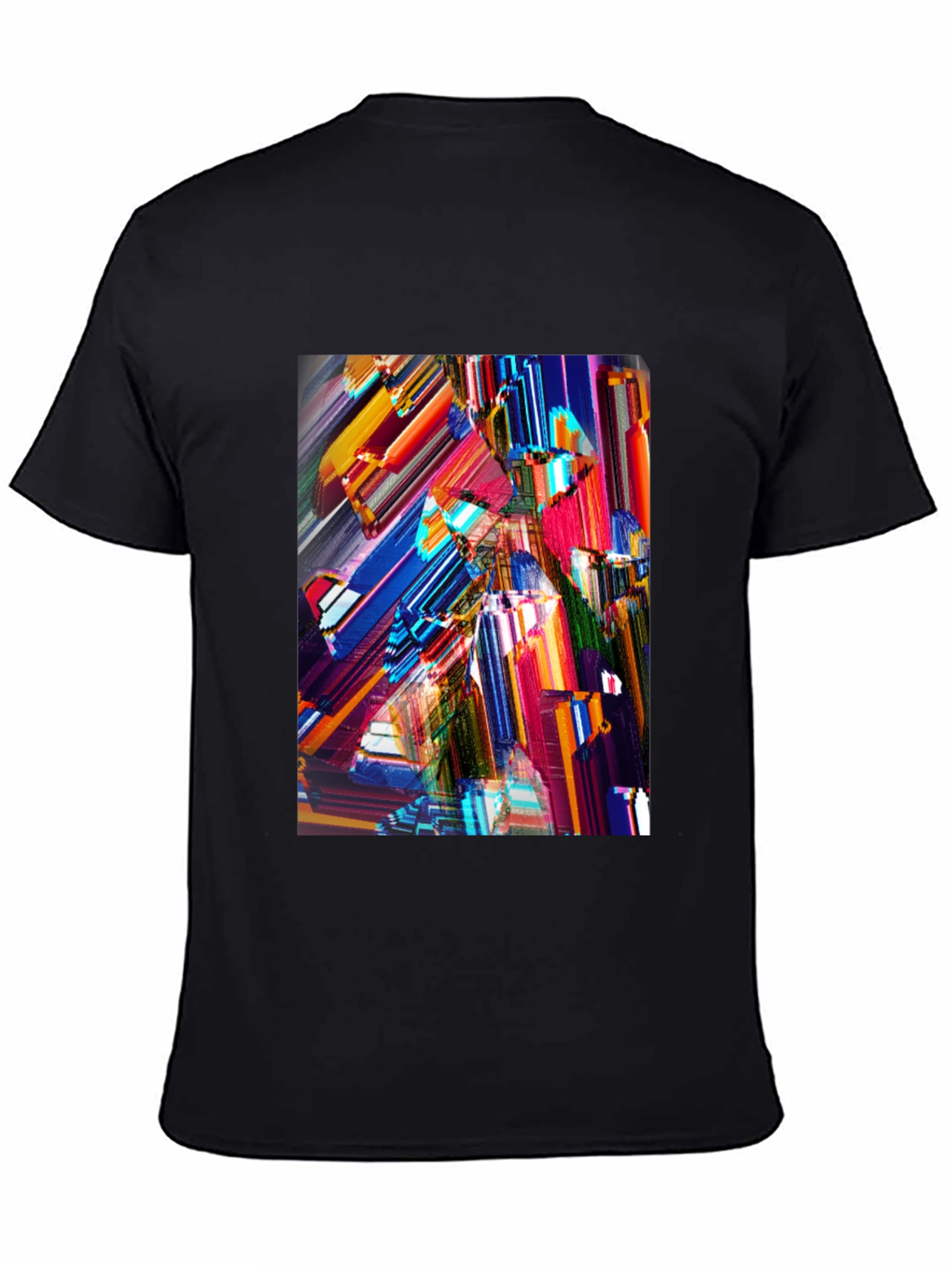 Abstract Geometric Print Black Crew Neck T-Shirt