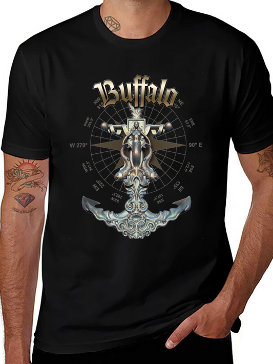 Buffalo Nautical T-Shirt - Mens Black Graphic Tee