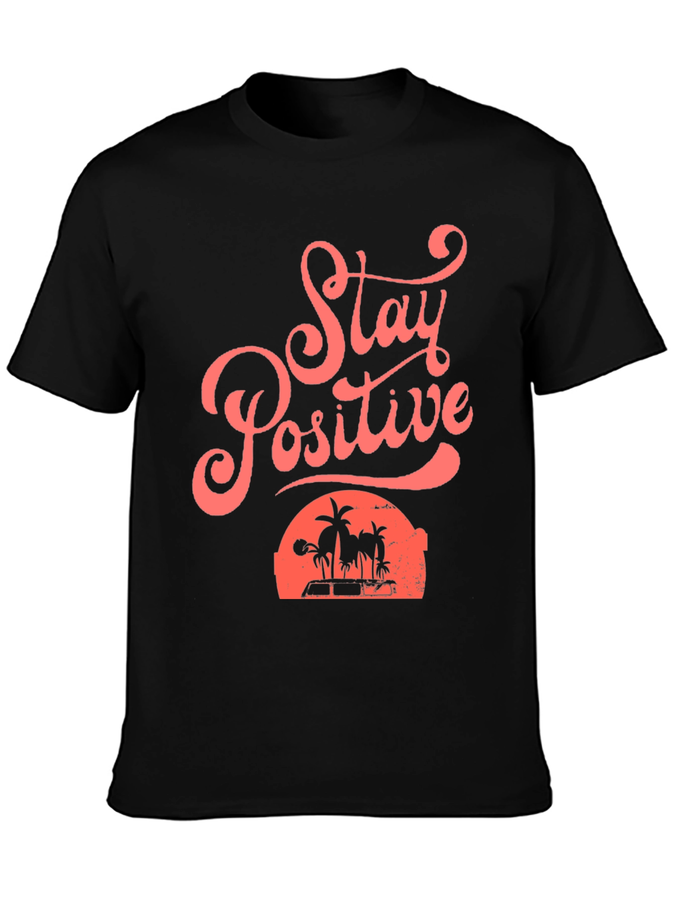 Stay Positive Beach Graphic Tee - Mens Black T-Shirt