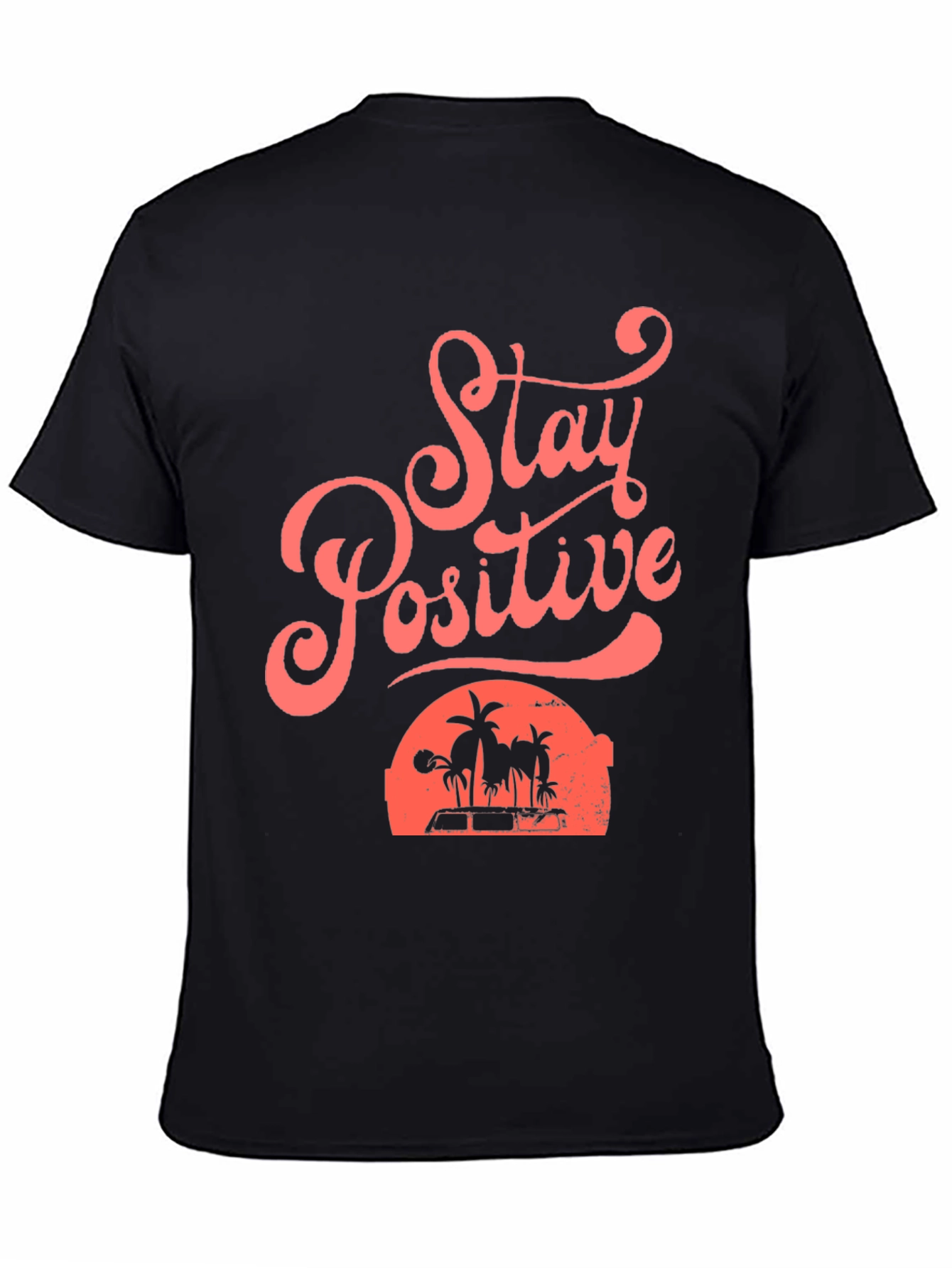 Stay Positive Beach Graphic Tee - Mens Black T-Shirt