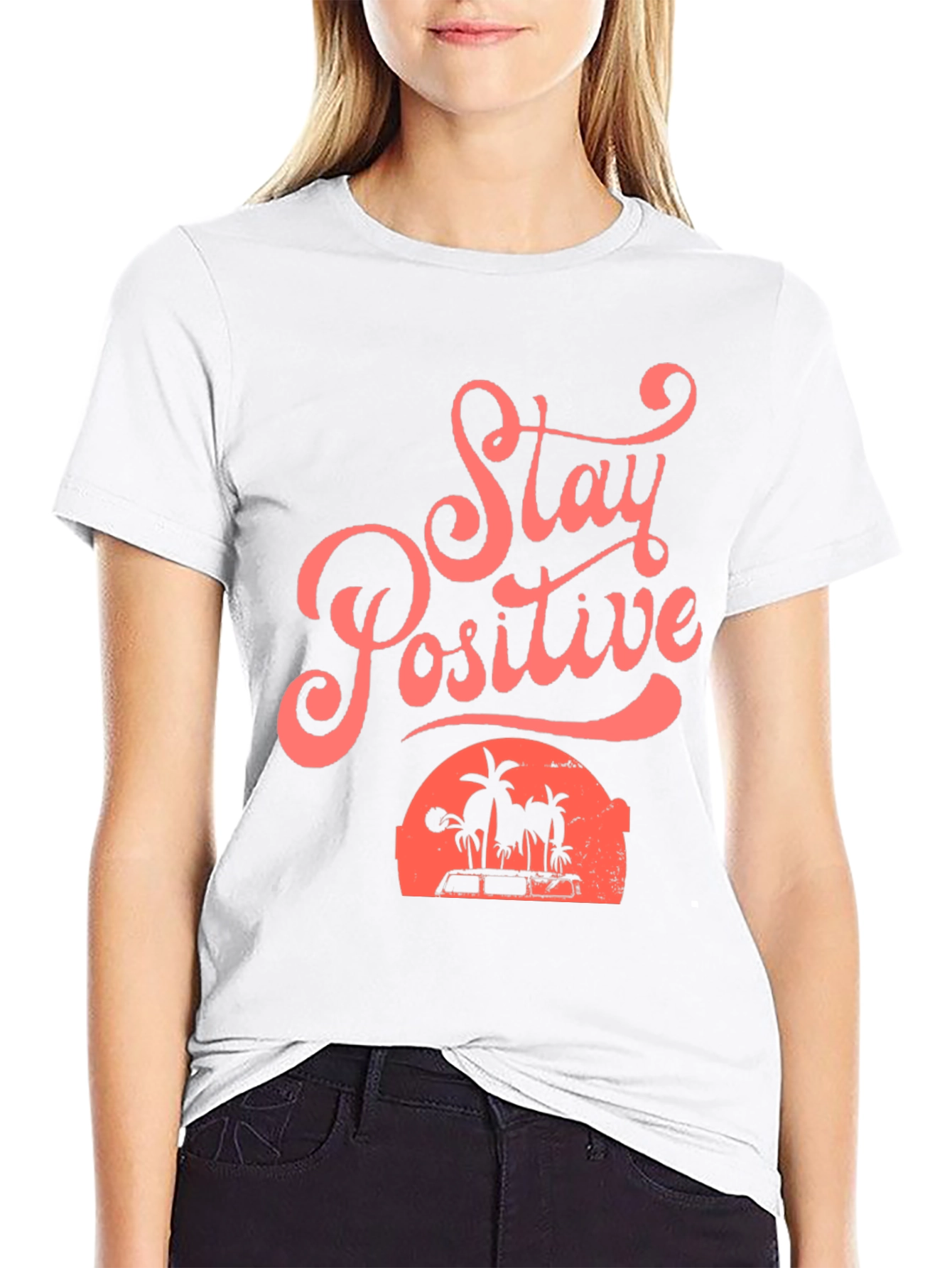 Stay Positive Beach Graphic Tee - Mens Black T-Shirt