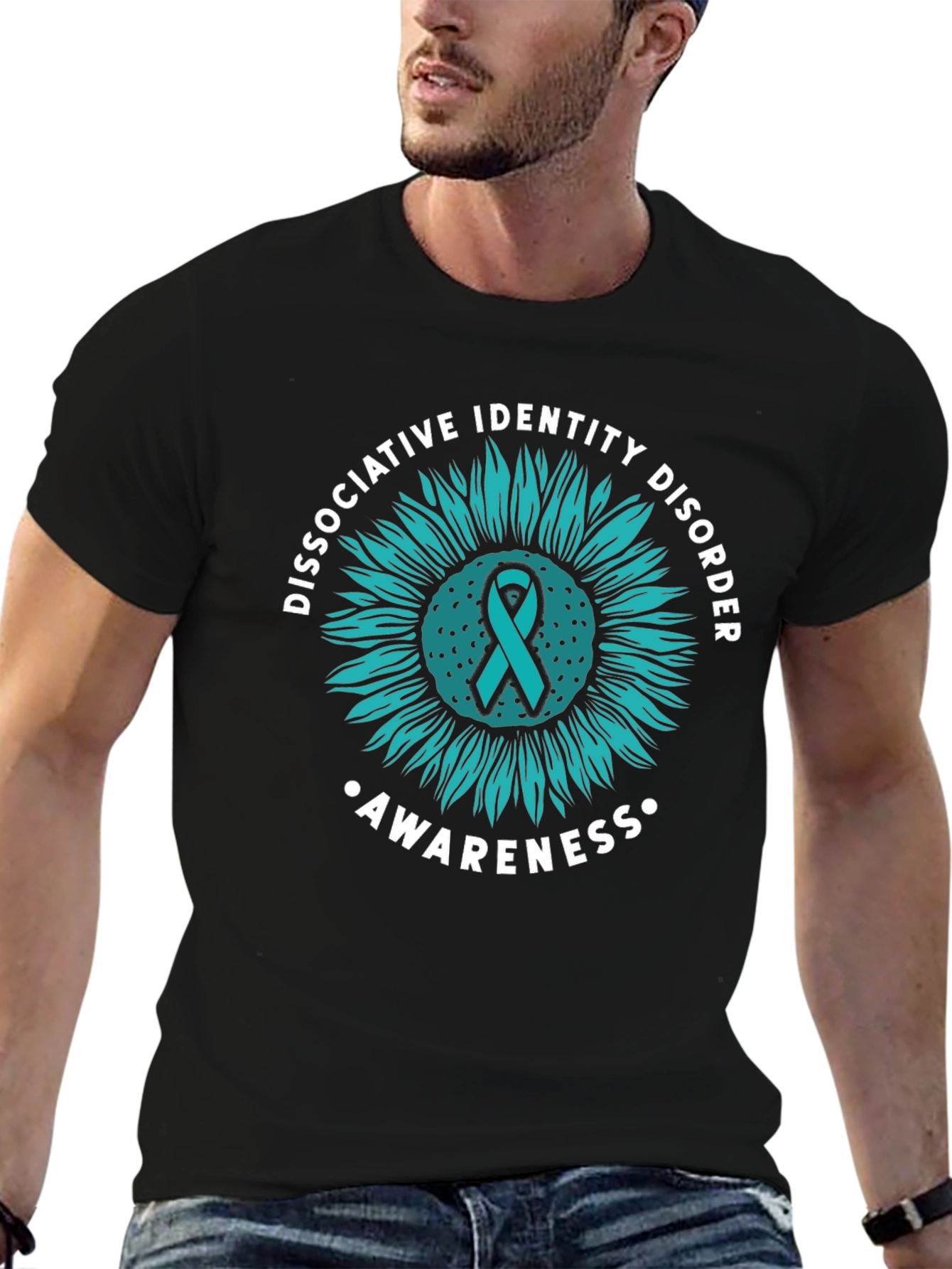 DID Awareness Sunflower Graphic Tee - Black Cotton Blend