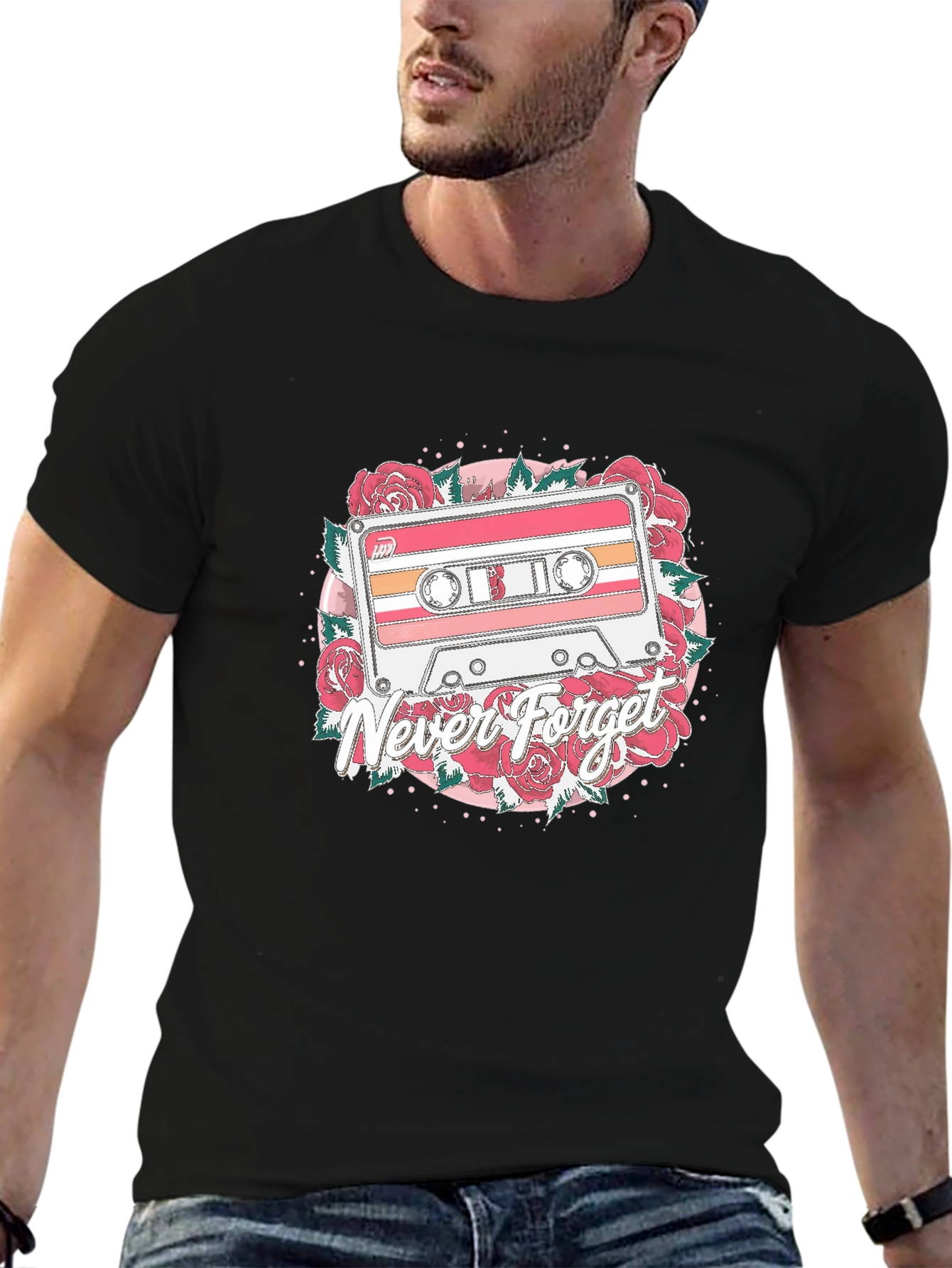 Retro Cassette Tape Never Forget Graphic Tee