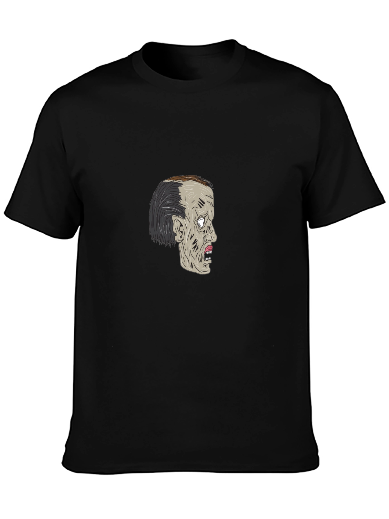Zombie Head Graphic T-Shirt - Black Cotton Tee