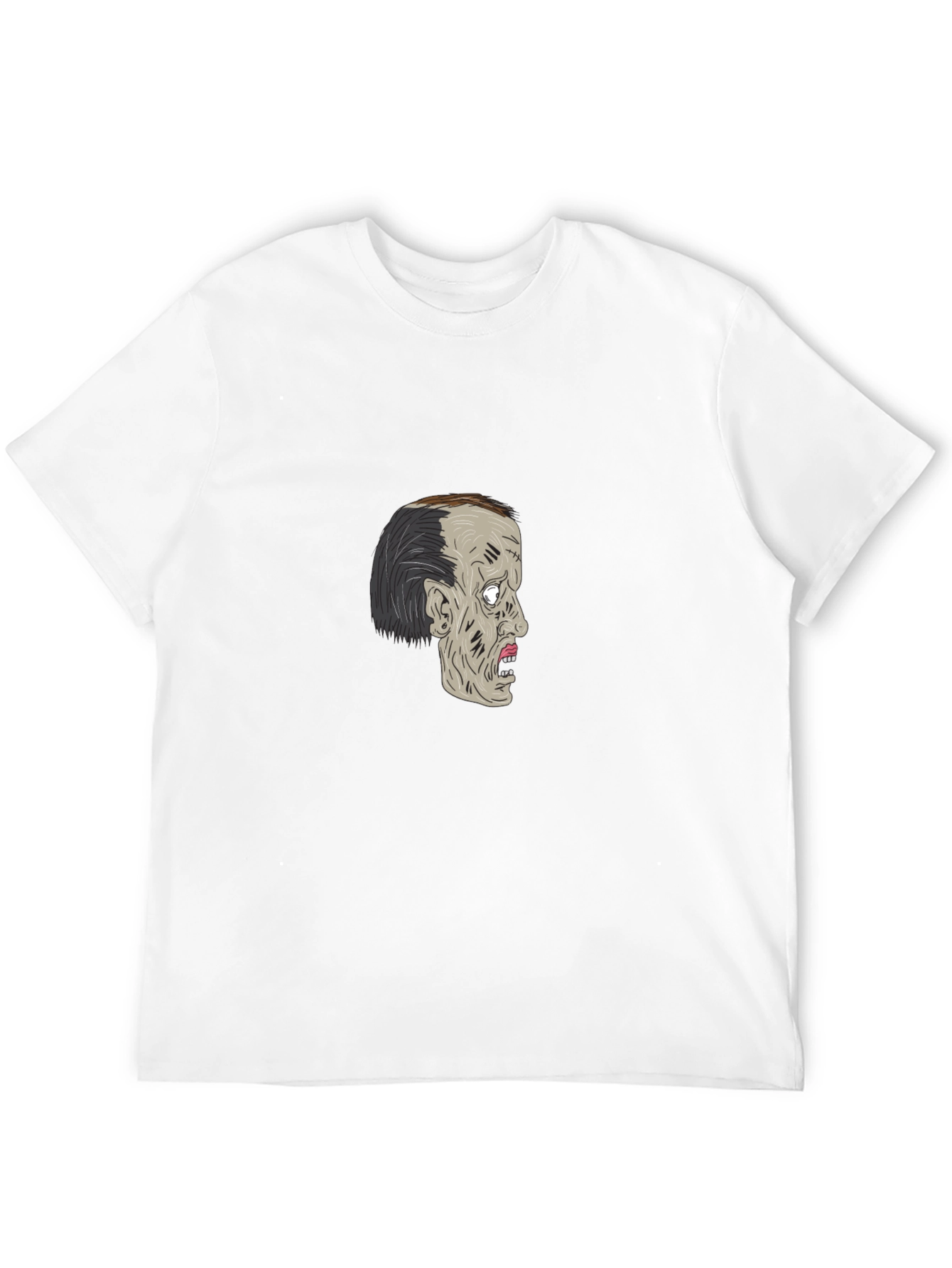 Zombie Head Graphic T-Shirt - Black Cotton Tee