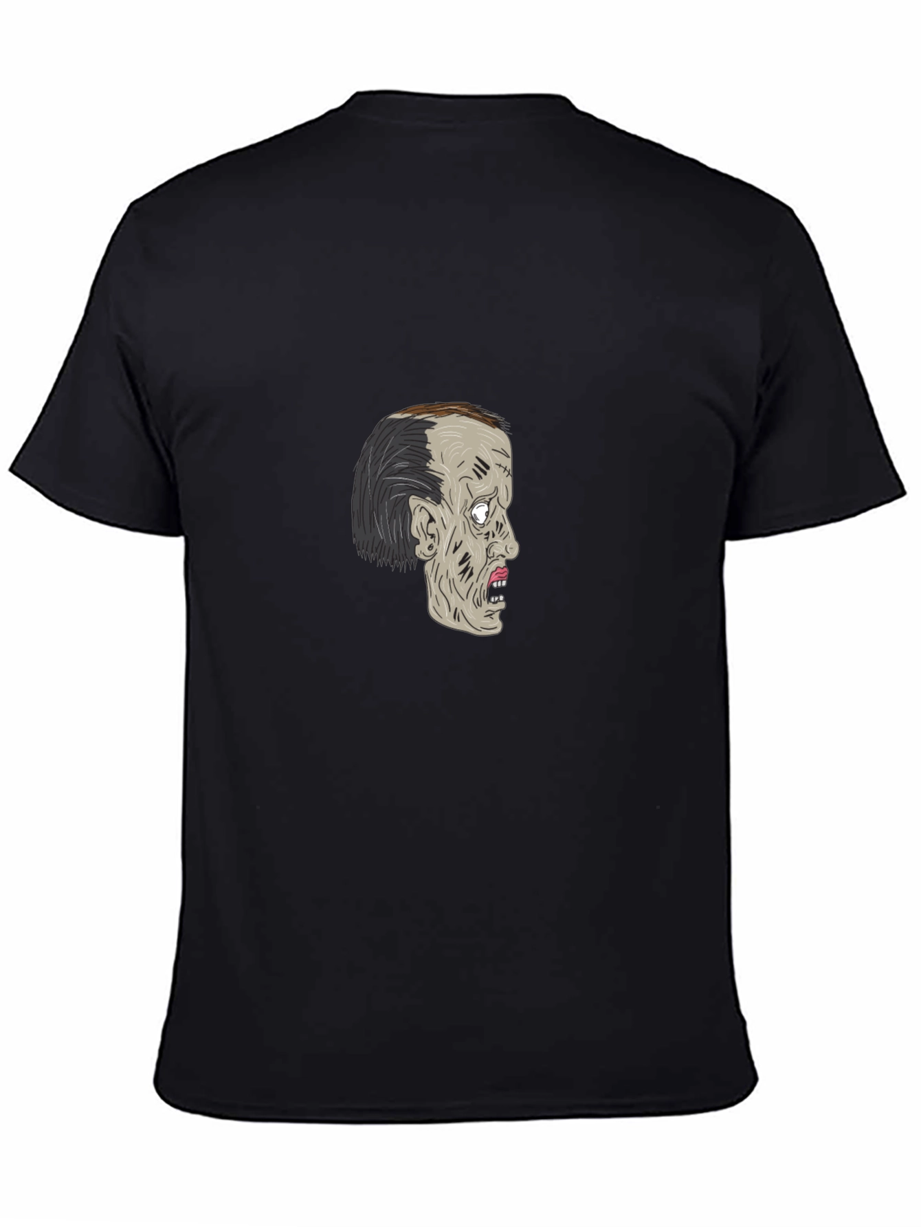 Zombie Head Graphic T-Shirt - Black Cotton Tee