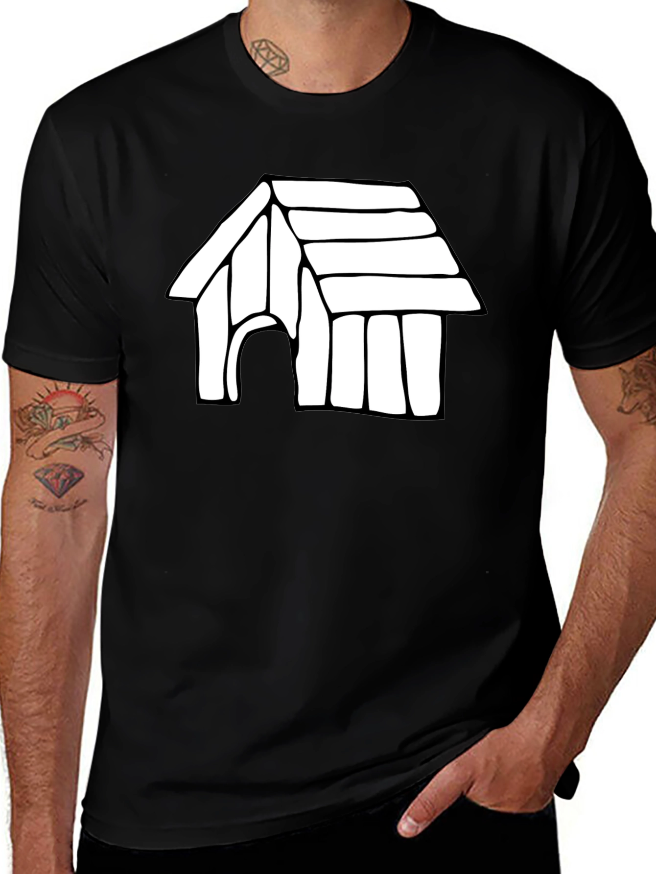Dog House Graphic Tee - Black Cotton T-Shirt