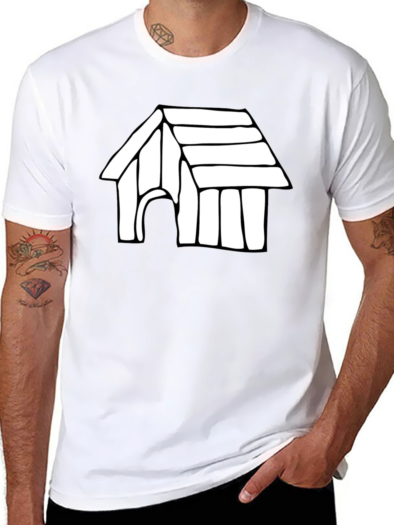 Dog House Graphic Tee - Black Cotton T-Shirt