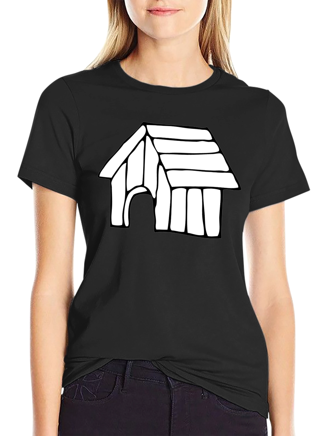 Dog House Graphic Tee - Black Cotton T-Shirt