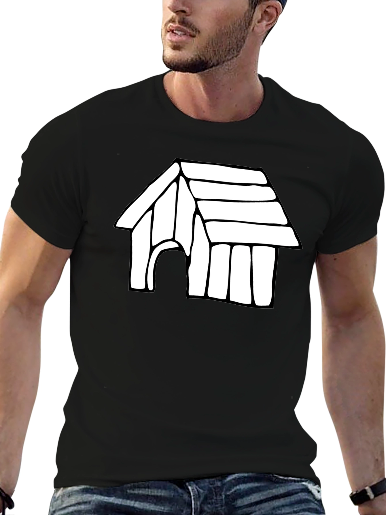 Dog House Graphic Tee - Black Cotton T-Shirt