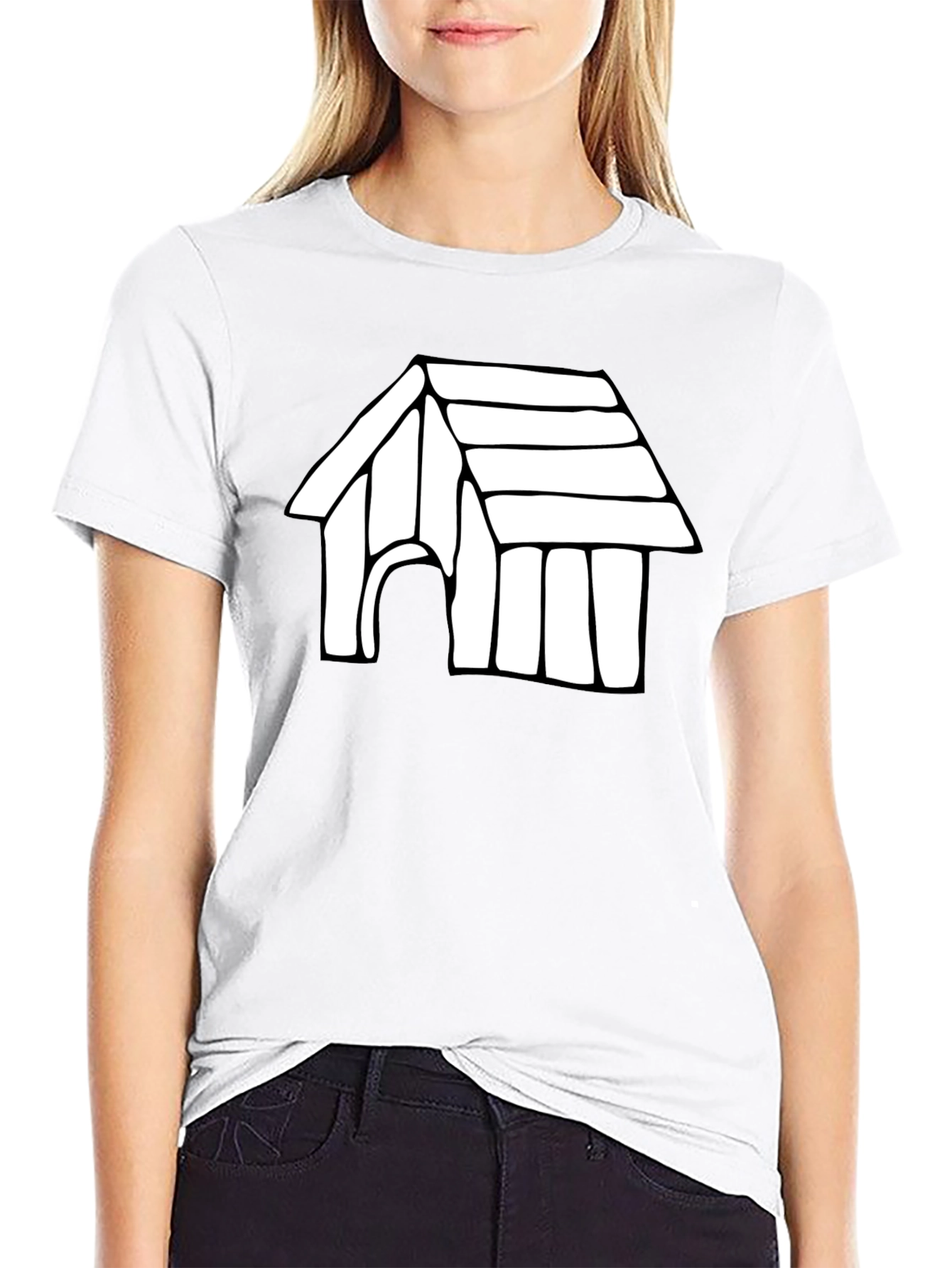 Dog House Graphic Tee - Black Cotton T-Shirt