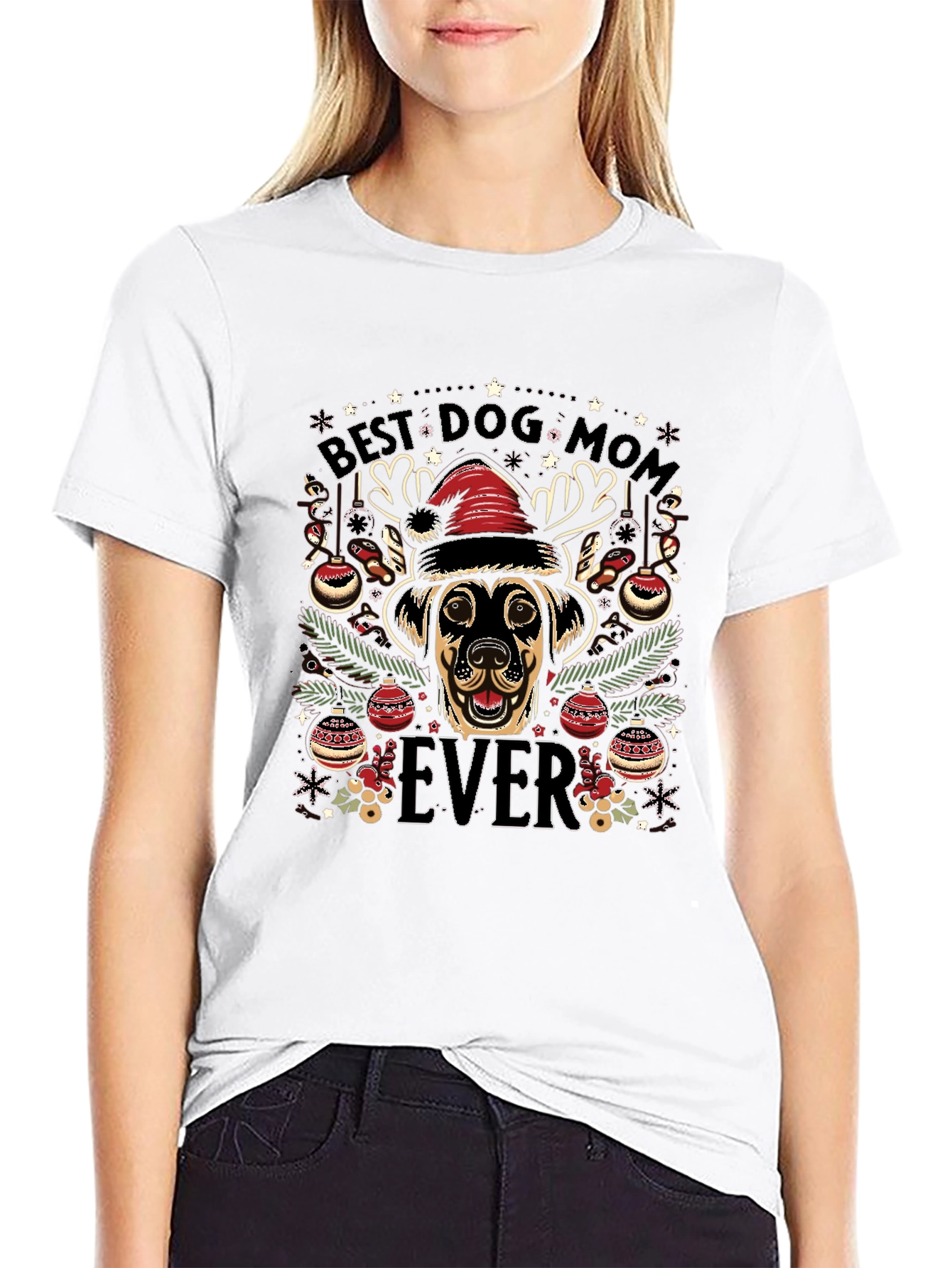 Best Dog Mom Ever Christmas T-Shirt