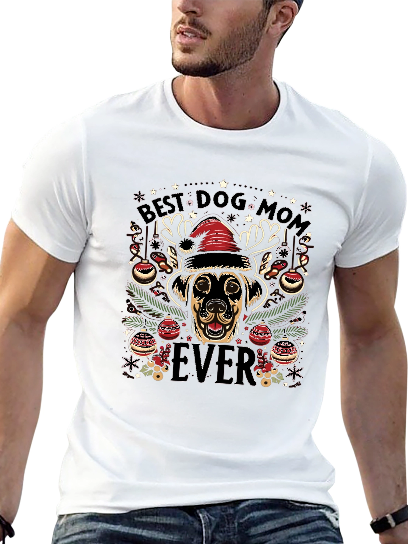 Best Dog Mom Ever Christmas T-Shirt