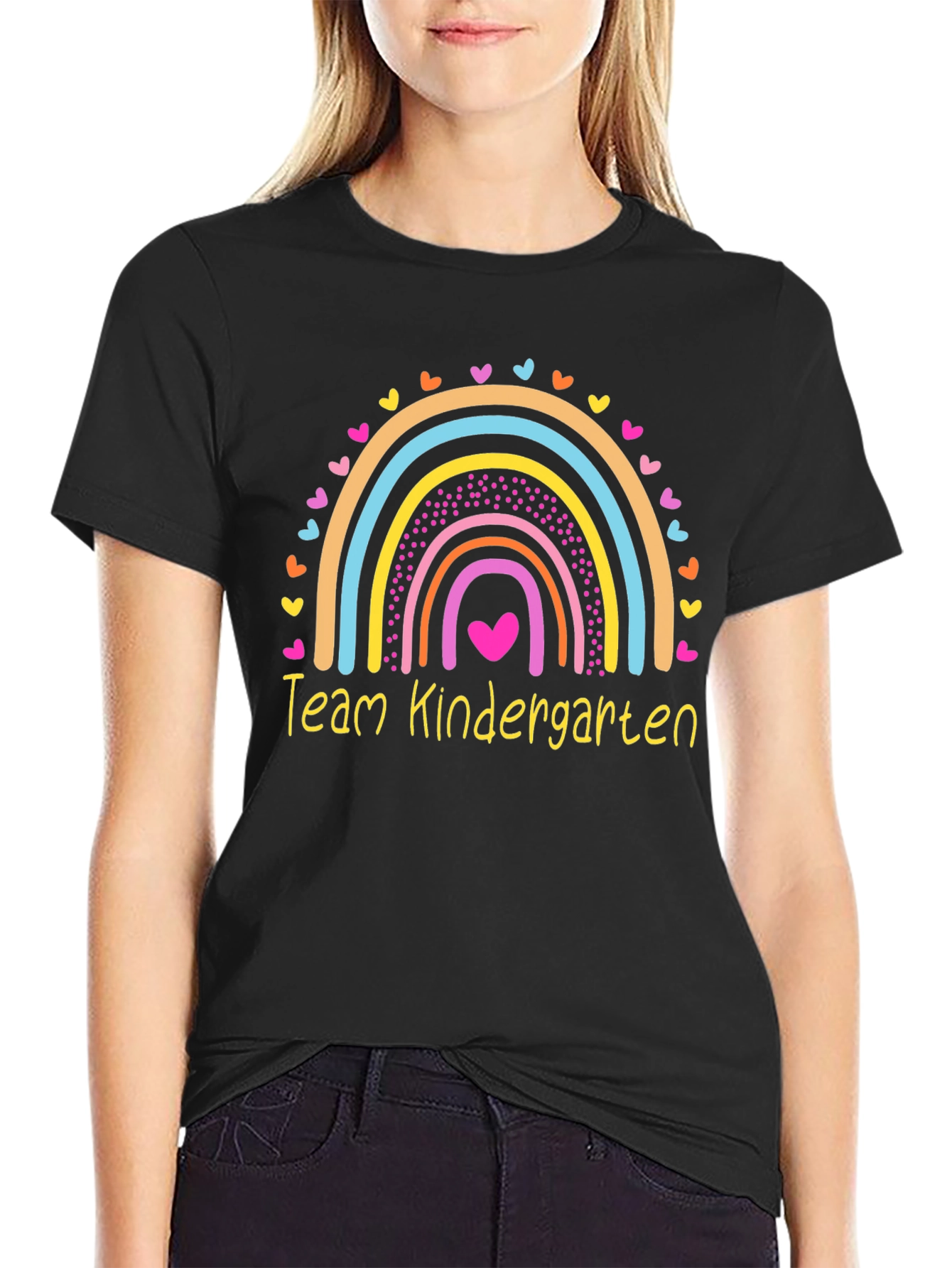 Team Kindergarten Rainbow Heart Teacher T-Shirt