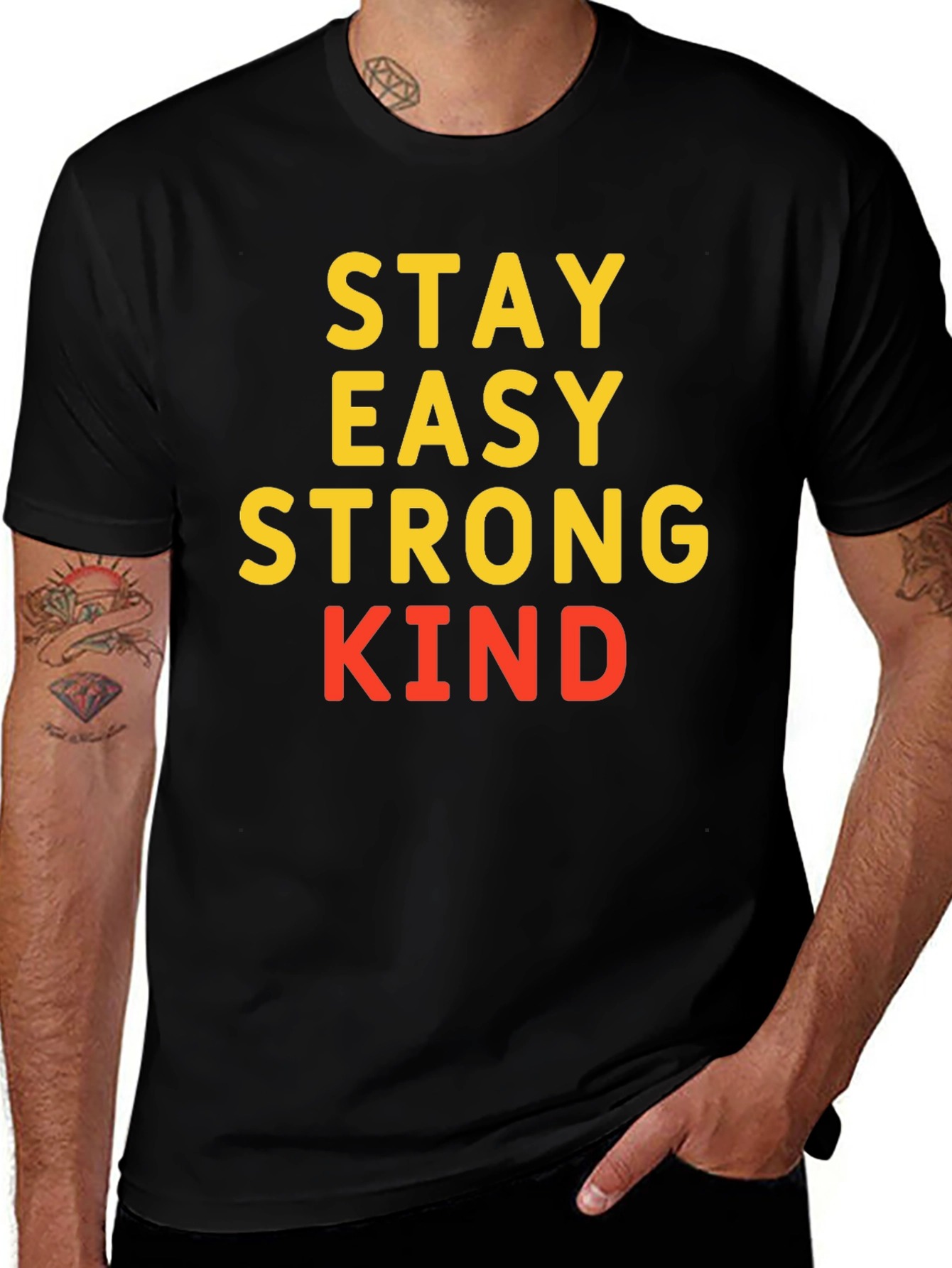Stay Easy Strong Kind T-Shirt Black Casual Wear
