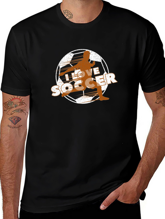 I Love Soccer T-Shirt - Black Graphic Tee