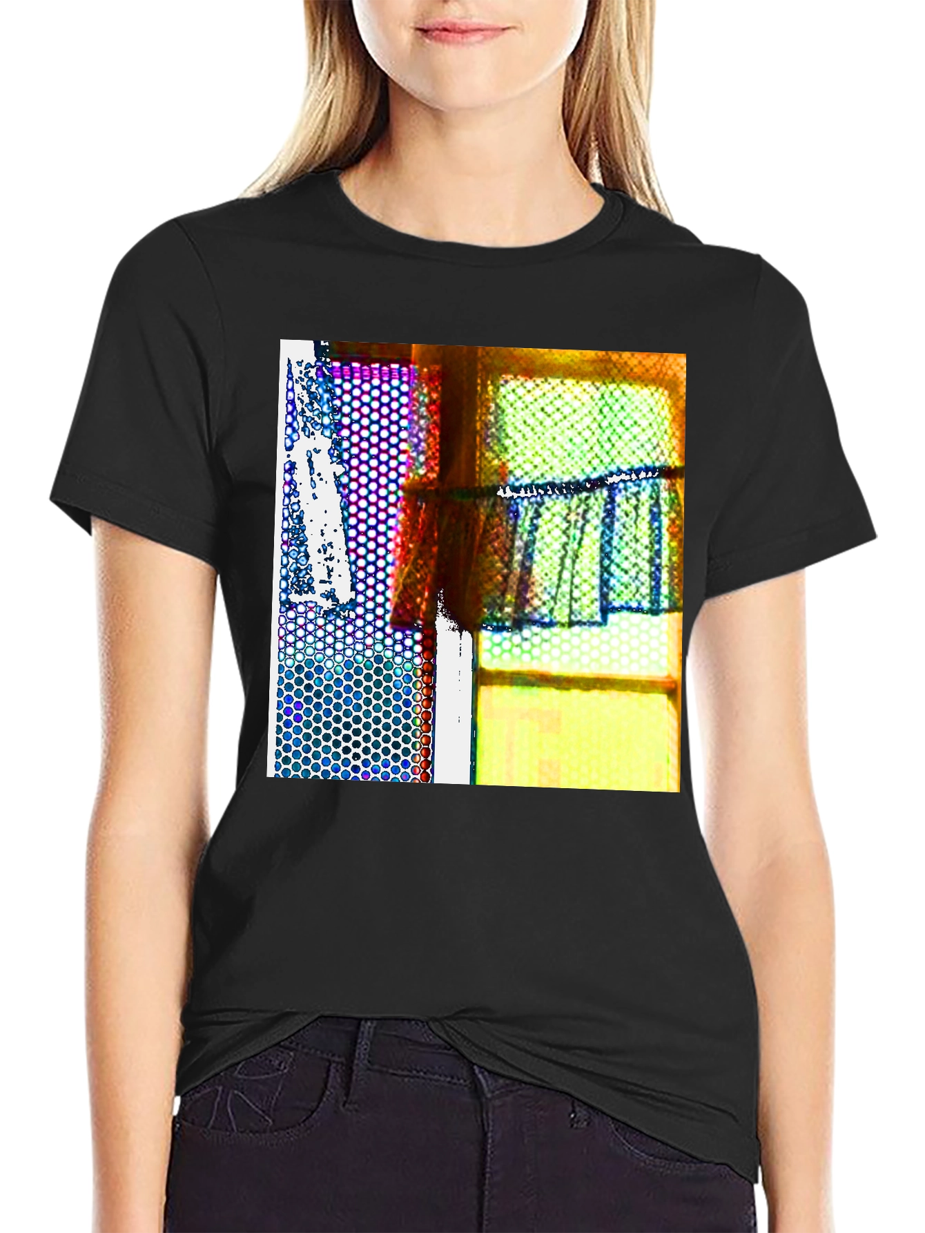Abstract Windowpane Graphic Tee