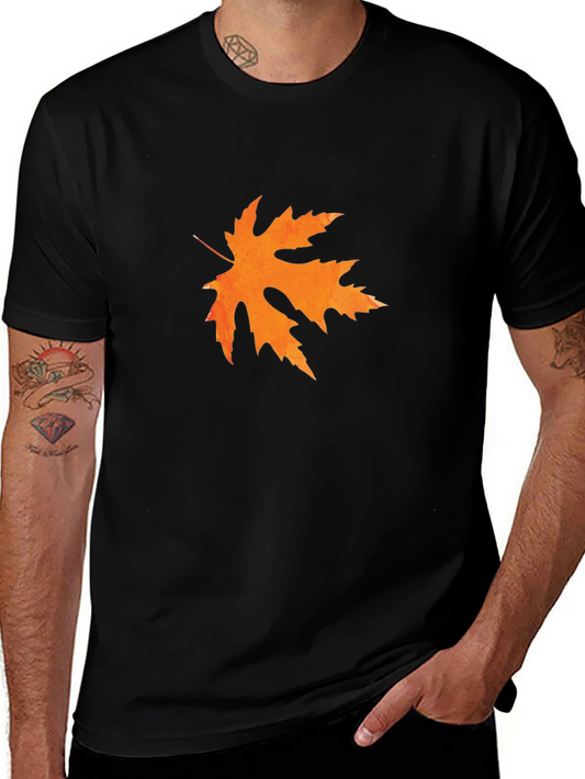 Autumn Leaf Graphic Tee - Black Casual Shirt