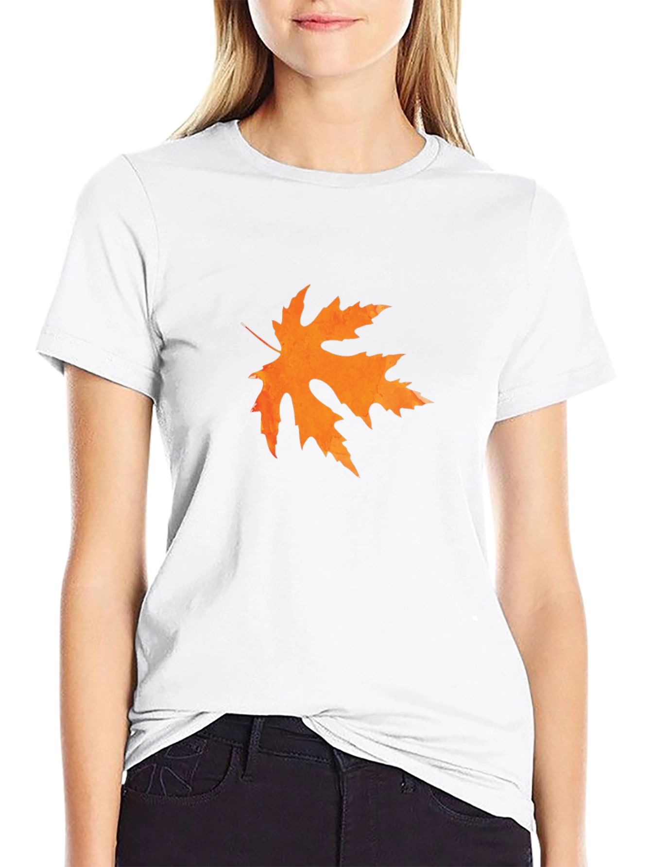 Autumn Leaf Graphic Tee - Black Casual Shirt
