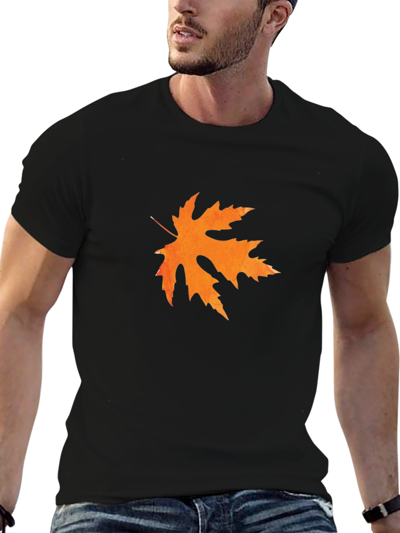 Autumn Leaf Graphic Tee - Black Casual Shirt