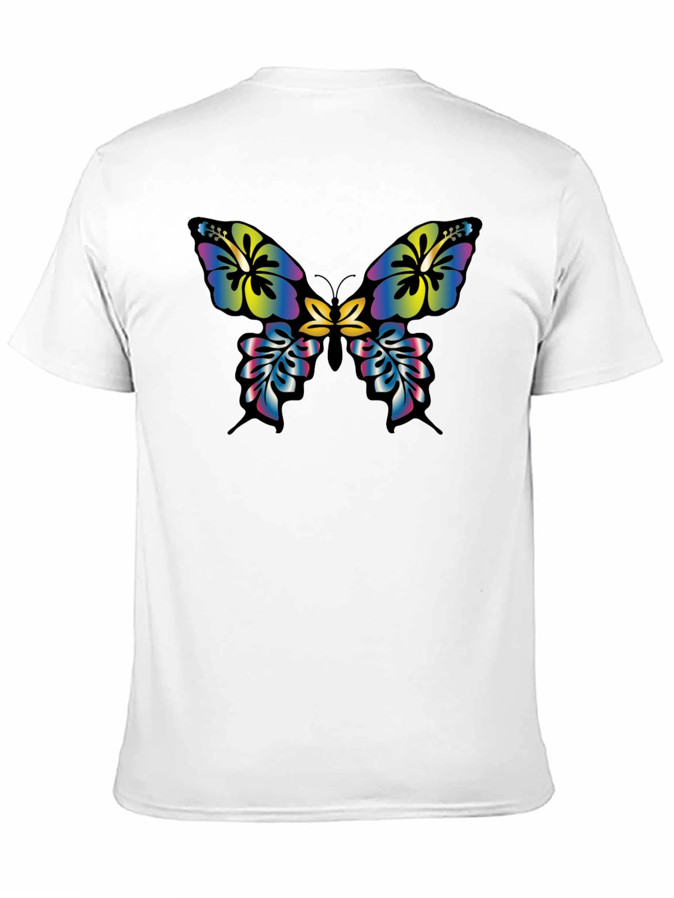 Floral Butterfly Graphic Tee - Casual Black T-Shirt