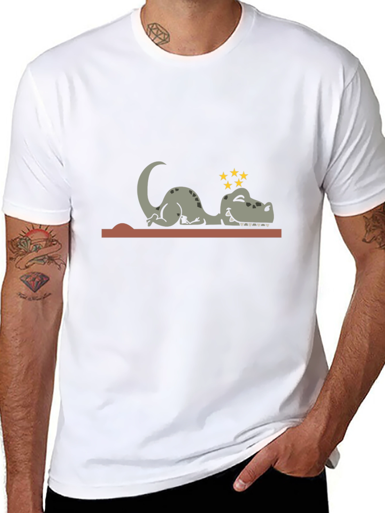 Knocked Out Dino Tee - Hilarious Cartoon T-Shirt