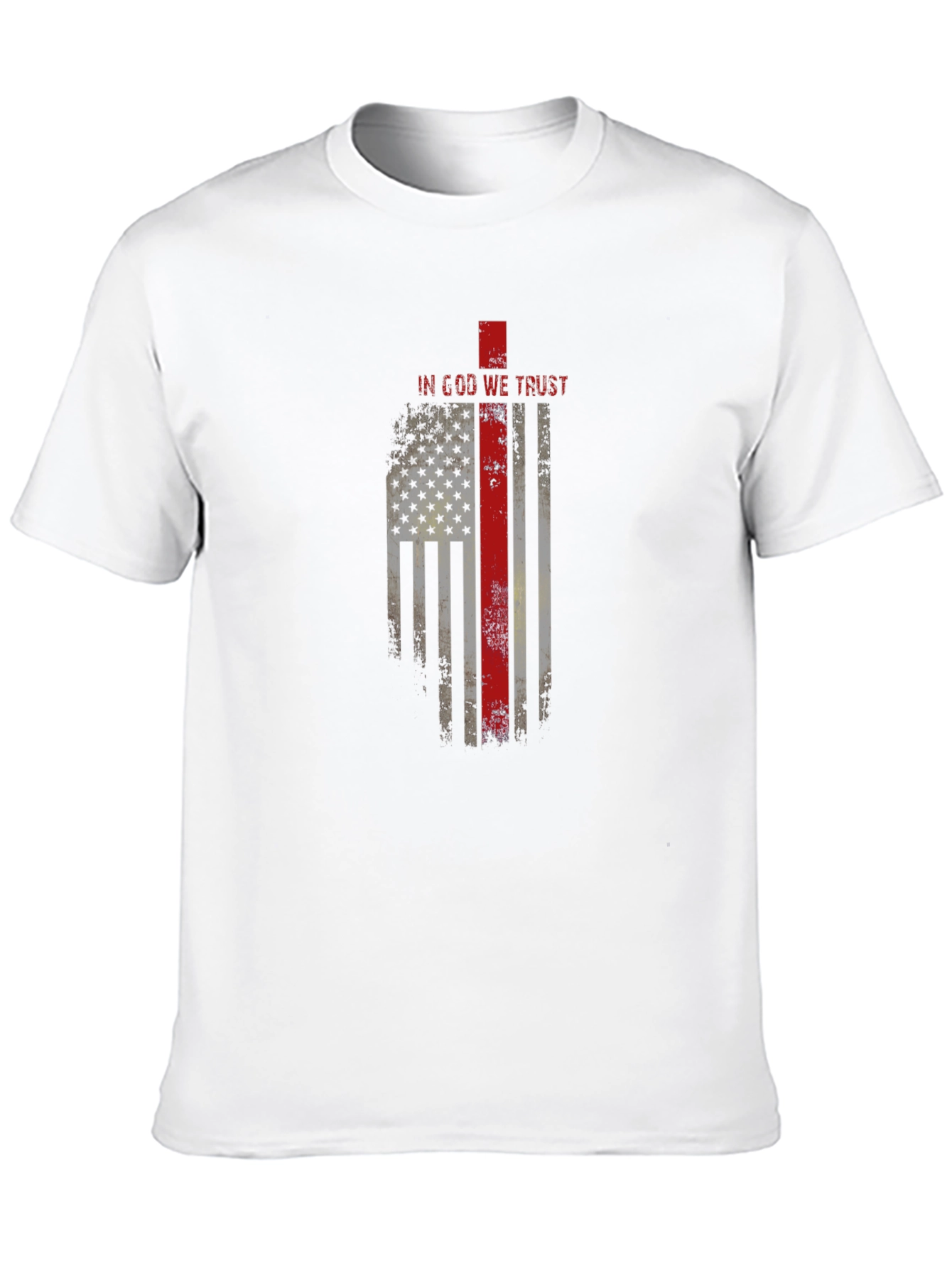In God We Trust Firefighter Flag Graphic T-Shirt