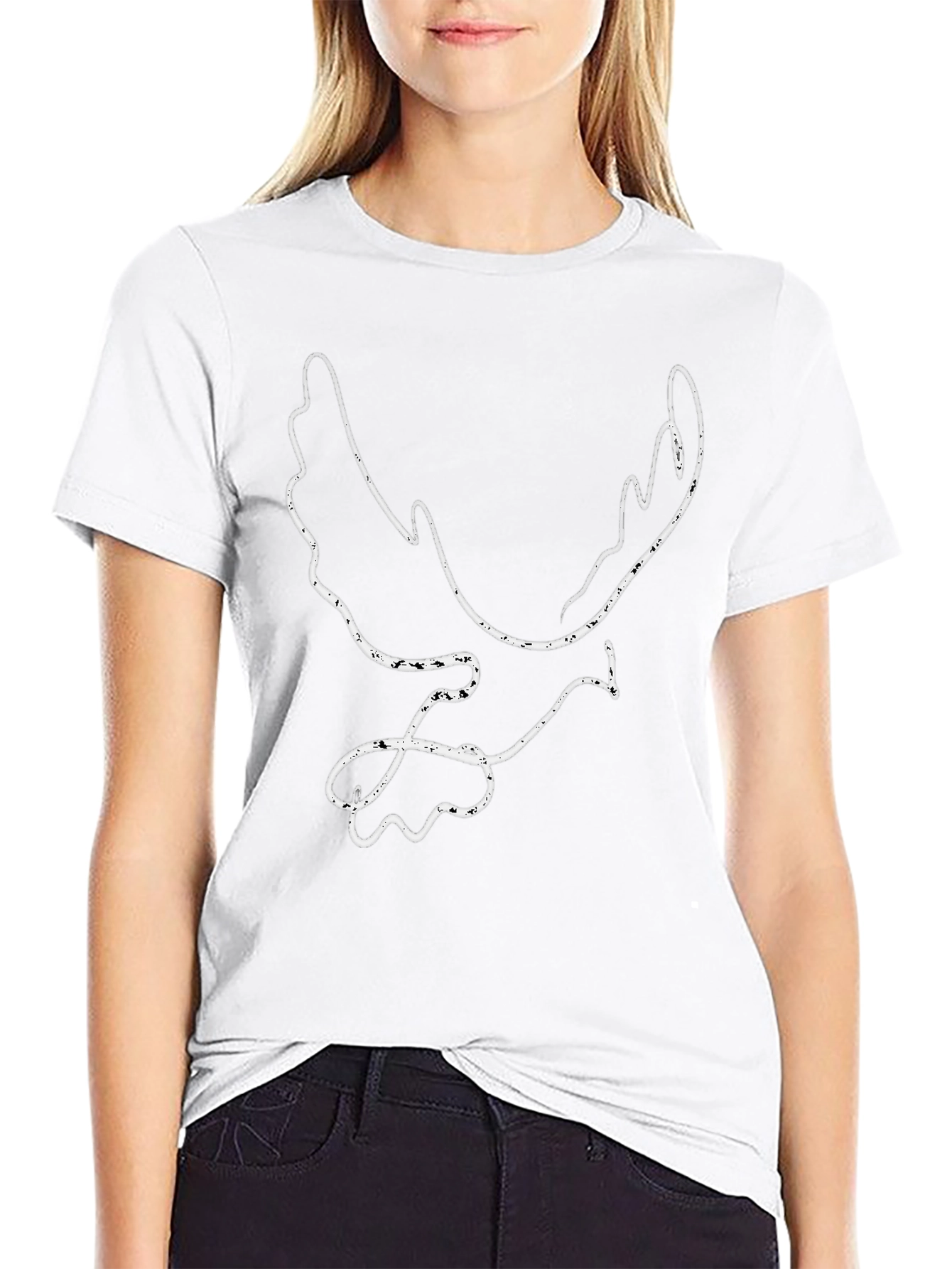 Abstract Dove Outline Black T-Shirt