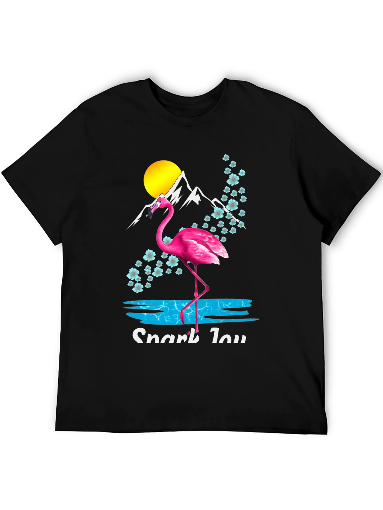 Flamingo Graphic Tee - Tropical Mountain Scene Shirt