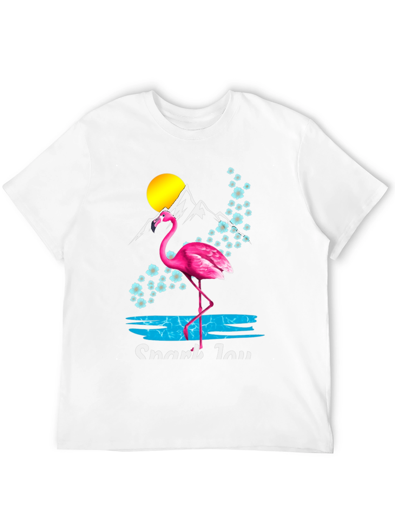 Flamingo Graphic Tee - Tropical Mountain Scene Shirt