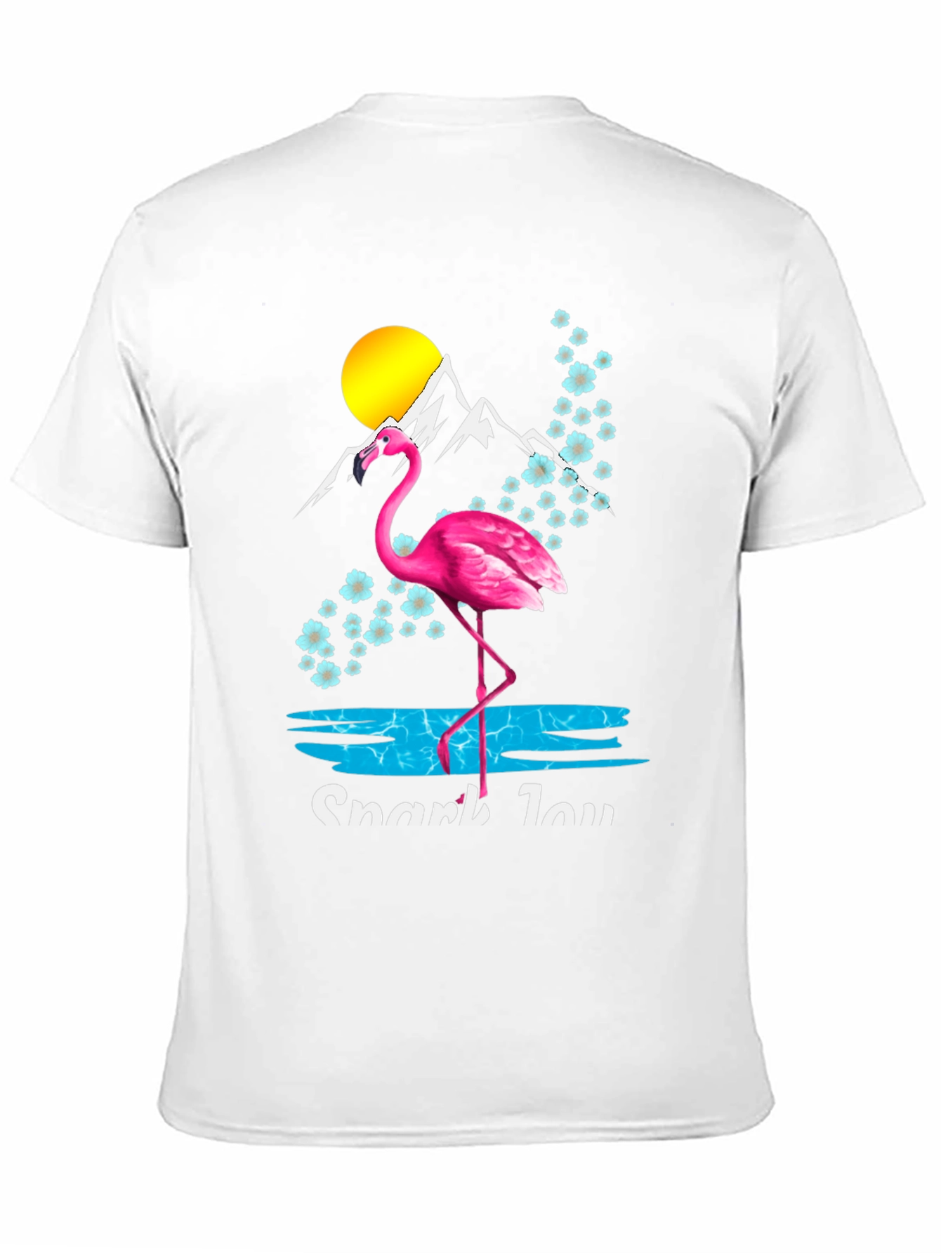 Flamingo Graphic Tee - Tropical Mountain Scene Shirt