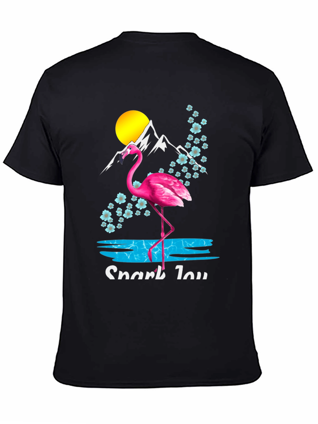 Flamingo Graphic Tee - Tropical Mountain Scene Shirt