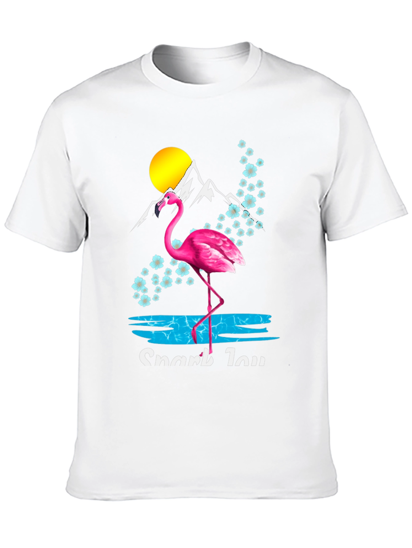 Flamingo Graphic Tee - Tropical Mountain Scene Shirt