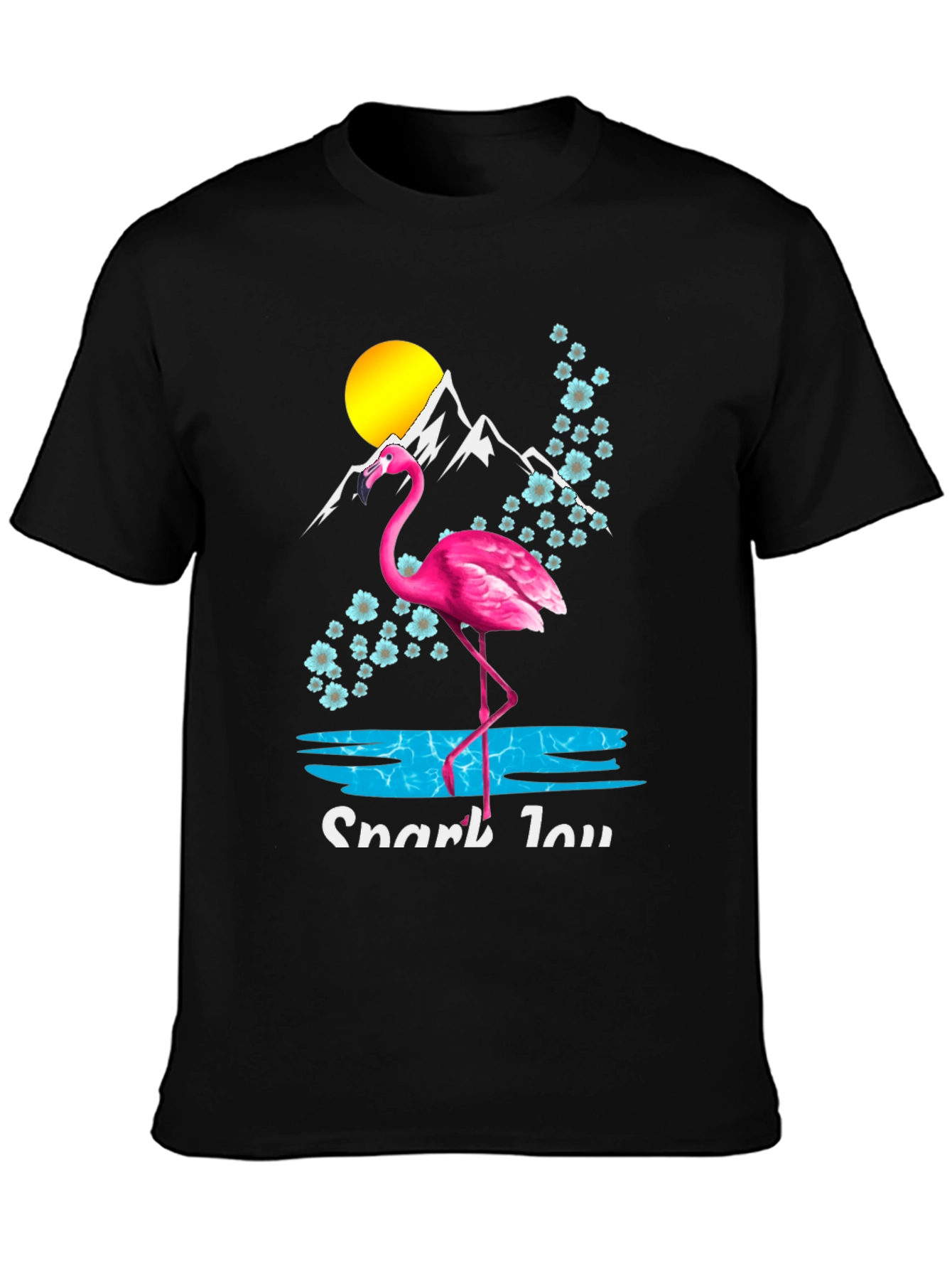 Flamingo Graphic Tee - Tropical Mountain Scene Shirt