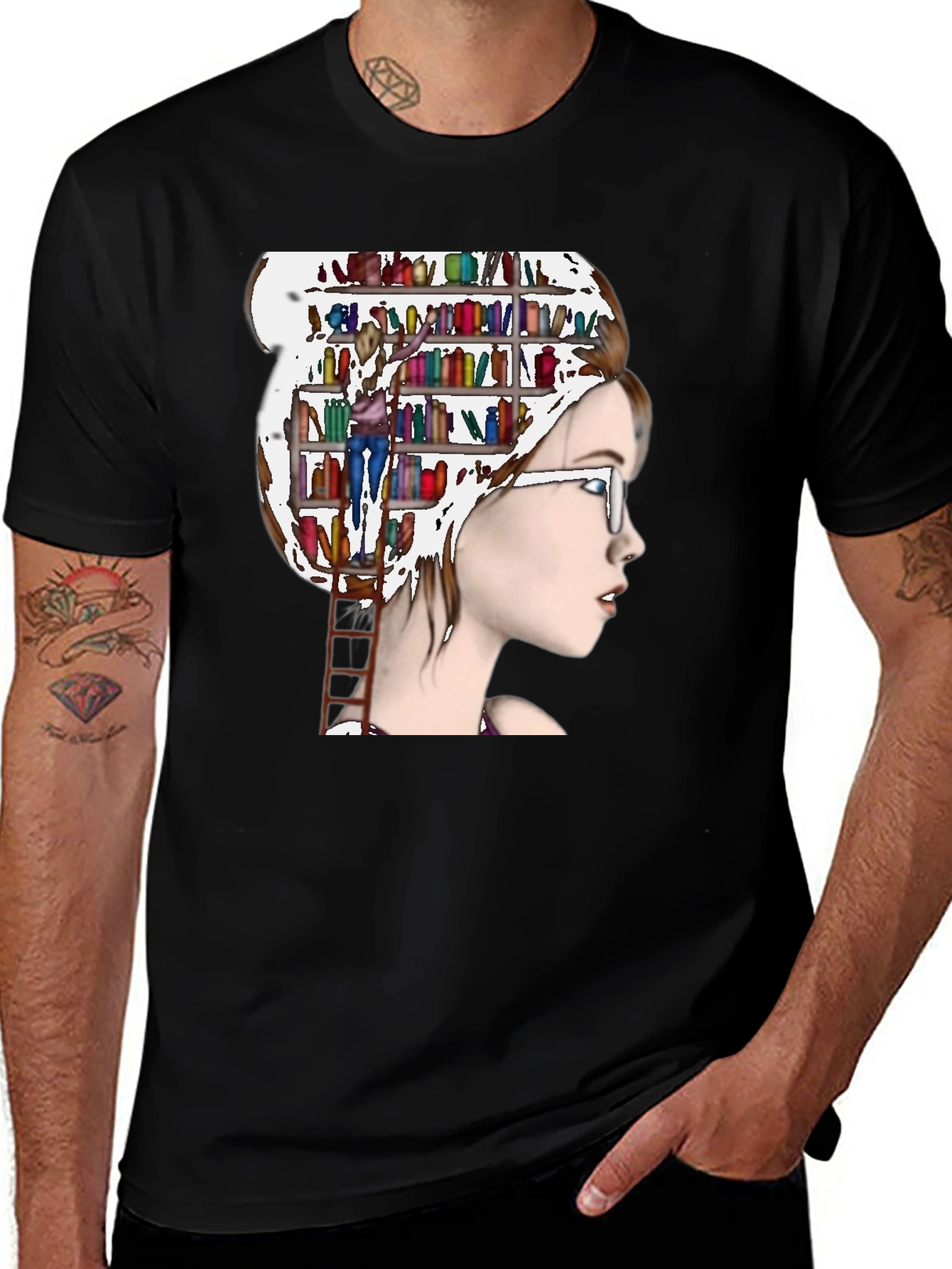 Book Lover T-Shirt - Womans Mind Library Design