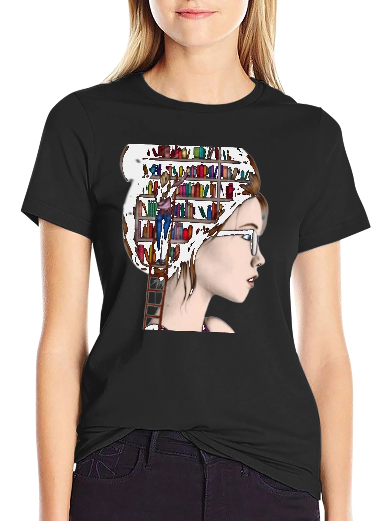 Book Lover T-Shirt - Womans Mind Library Design