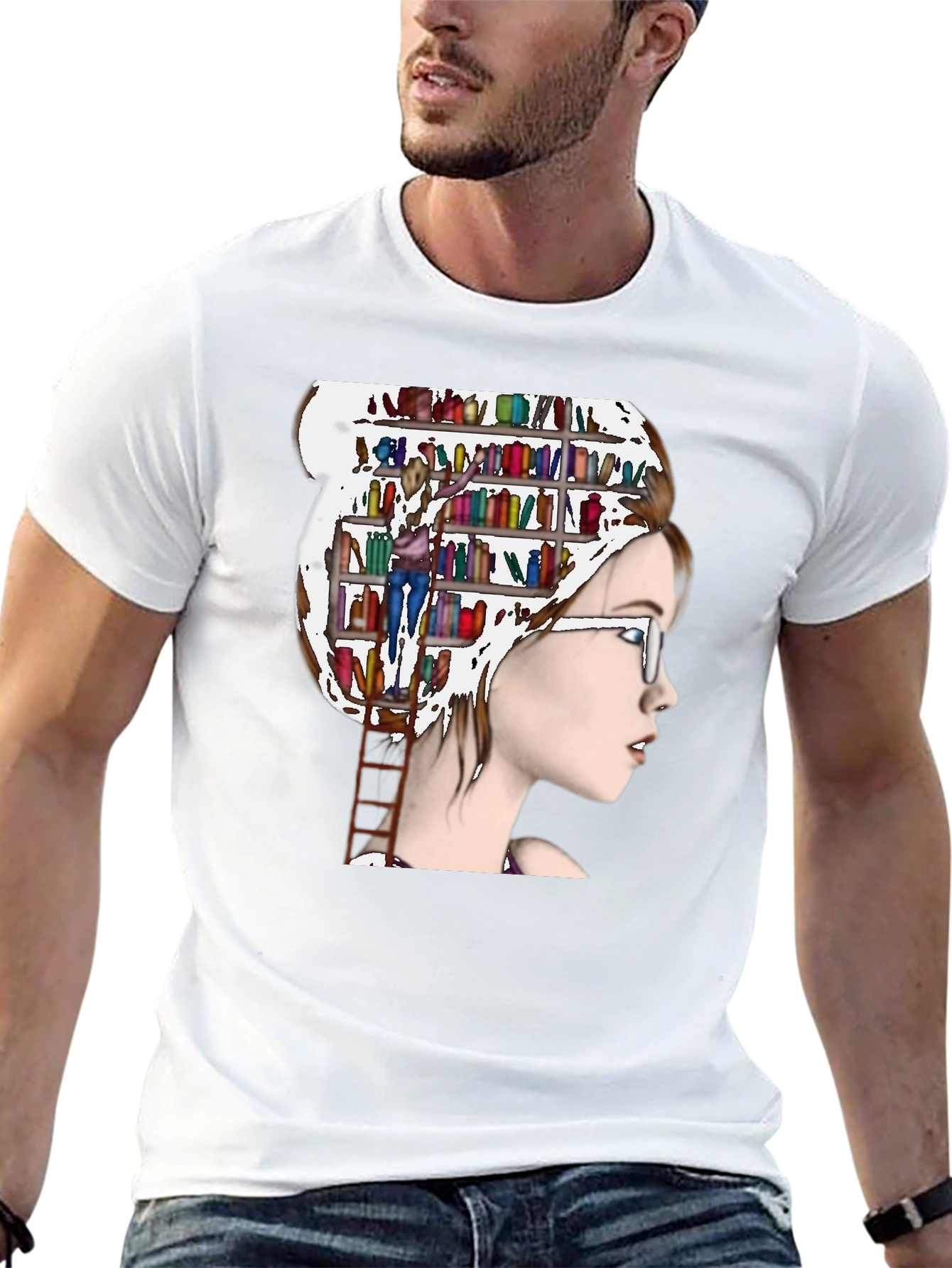 Book Lover T-Shirt - Womans Mind Library Design