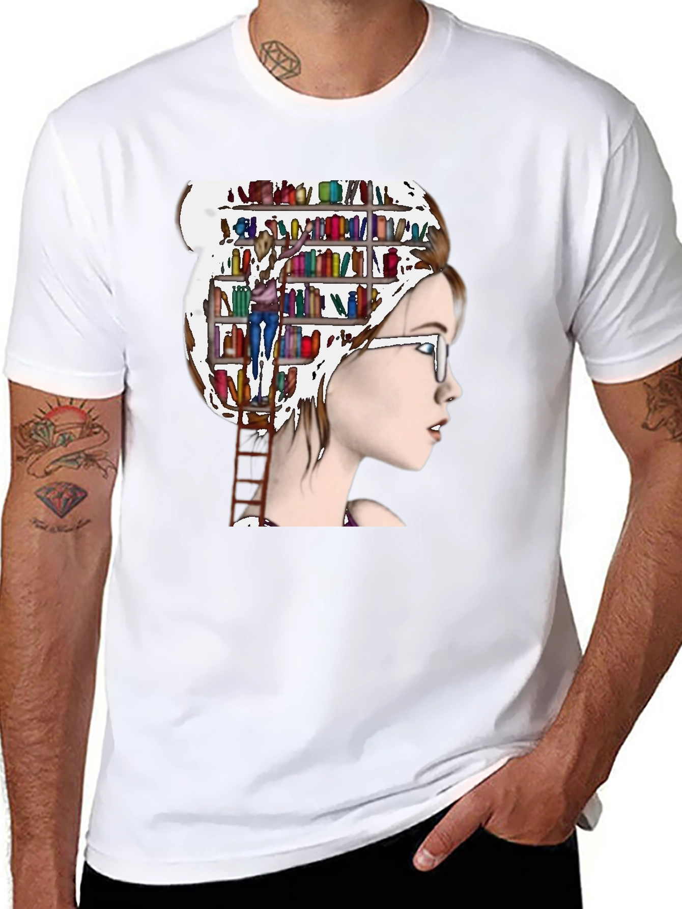 Book Lover T-Shirt - Womans Mind Library Design