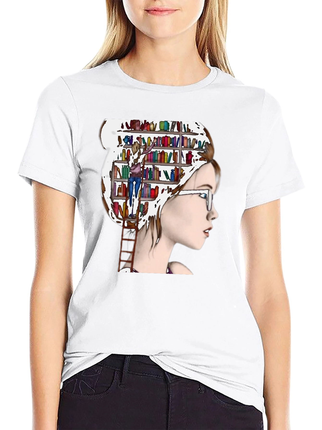Book Lover T-Shirt - Womans Mind Library Design
