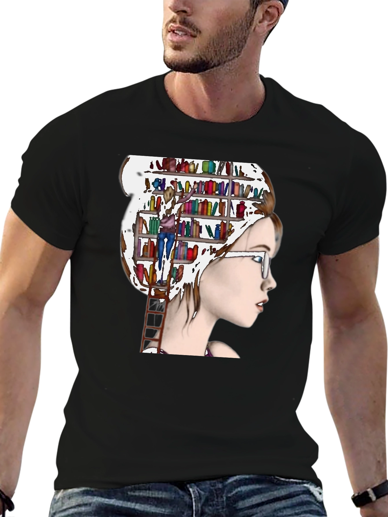 Book Lover T-Shirt - Womans Mind Library Design